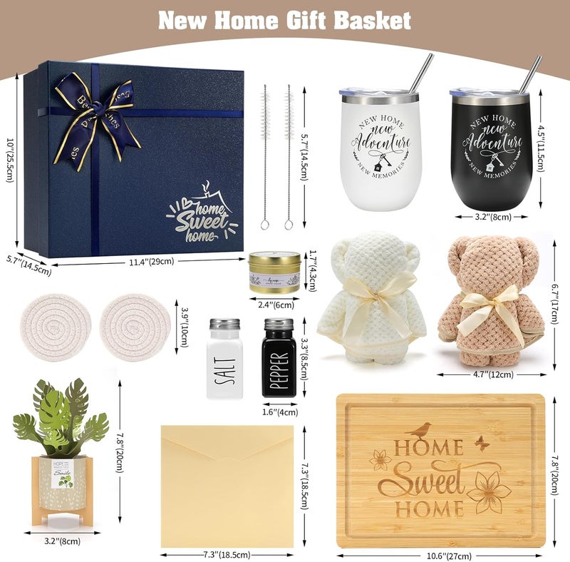 Grajar House Warming Gifts New Home, 12 Pcs Housewarming Gifts Basket for New House with Gift Box Packaging, 3D Botanical Greeting Card, Cutting Board for Couple, Closing Gifts for Home Buyers - Image 3